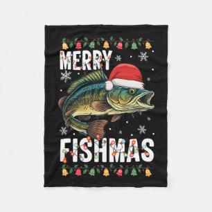 Couverture Polaire Merry Fishmas Funny Pêche de Noël Pajama Fishe