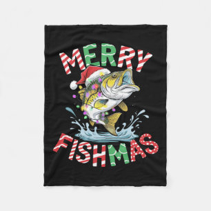 Couverture Polaire Merry Fishmas Père Noël Pêche Funny Pêcheur Christ