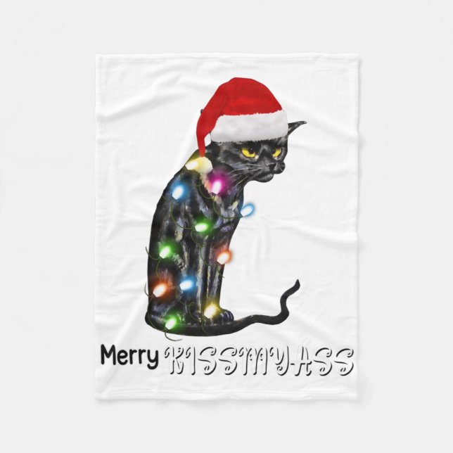 Couverture Polaire Merry Kissmy Fun Cat Christmas Lights  (Devant)