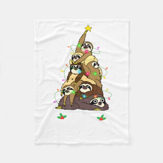 Couverture Polaire Merry Slothmas Cute Xmas Sloth Santa Hat Christmas (Devant)