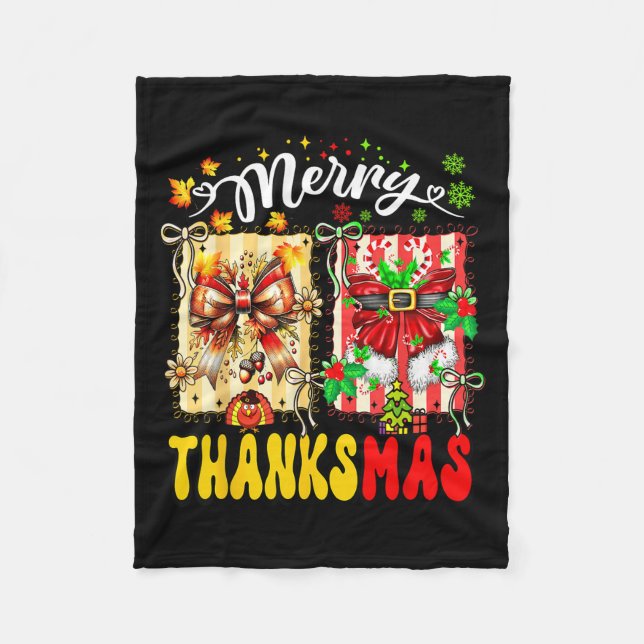 Couverture Polaire Merry Thanksmas Thanksgiving Christmas Coquette Bo (Devant)