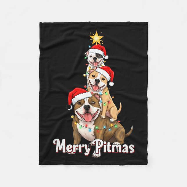 Couverture Polaire Merry Tmas Tbull Christmas Theme For Festive Dog L (Devant)