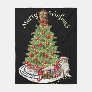 Couverture Polaire Merry Woofmas Chien Design - Australian Shepherd