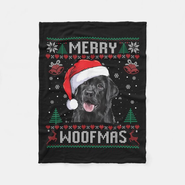 Couverture Polaire Merry Woofmas Ugly Sweater Black Lab Labrador Chri (Devant)