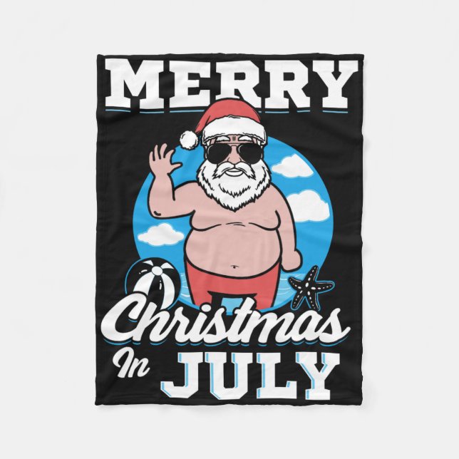 Couverture Polaire Merrychristmas In July Funny Santa  (Devant)