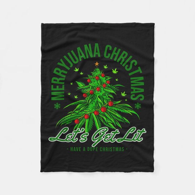 Couverture Polaire Merryjuana Christmas Christmas Weed T Roll  (Devant)
