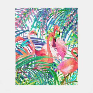 Couverture Polaire Merveilleuse aquarelle flamingo. Afrique