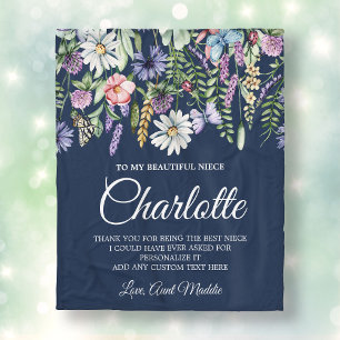 Couverture Polaire Message personnalisé des Fleurs sauvages de nièce