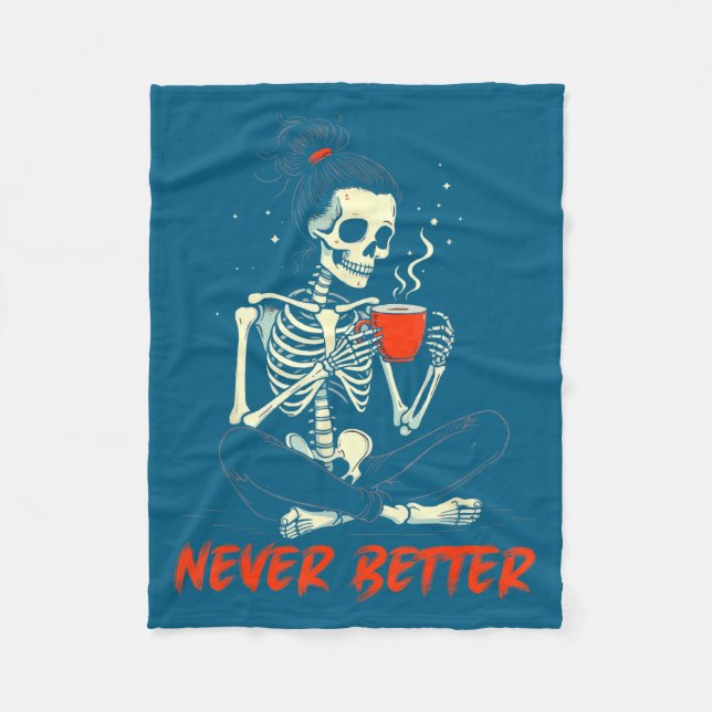 Couverture Polaire Messy Bun Drinking Coffee For Women Never Better S (Devant)