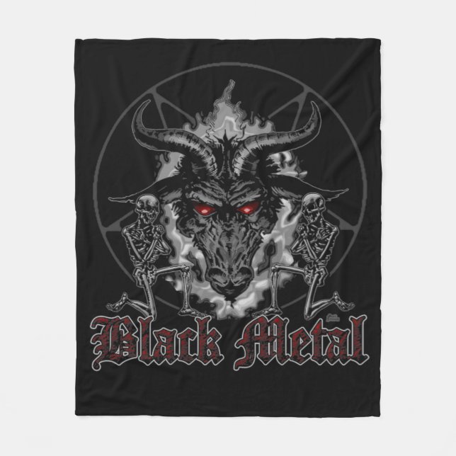 Couverture Polaire Métal de noir de pentagone étoilé de Baphomet (Devant)