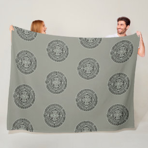 Couverture Polaire Mexicaine Aztec Sun Stone Maya Calendrier 1