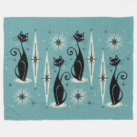 Mi-siècle Meow Retro Atomic Cats sur Blue LG Scale