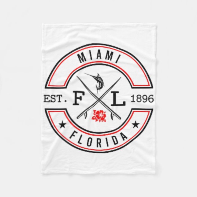 Couverture Polaire Miami Florida Fl Retro Surfer Beach Front And Ck  (Devant)