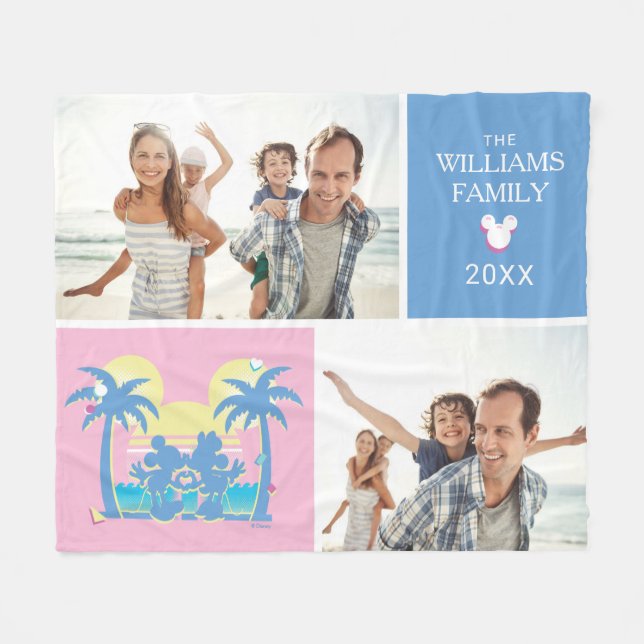 Couverture Polaire Mickey et Minne | Collage de photos de vacances en (Devant (Horizontal))