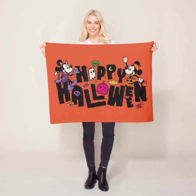 Couverture Polaire Mickey et Minnie - Bonne Halloween (En situation)
