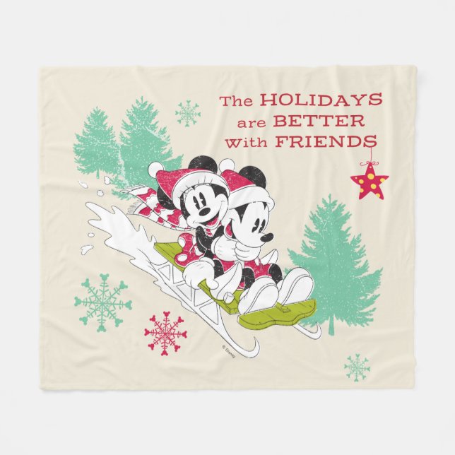 Couverture Polaire Mickey et Minnie classiques | Neige (Devant (Horizontal))