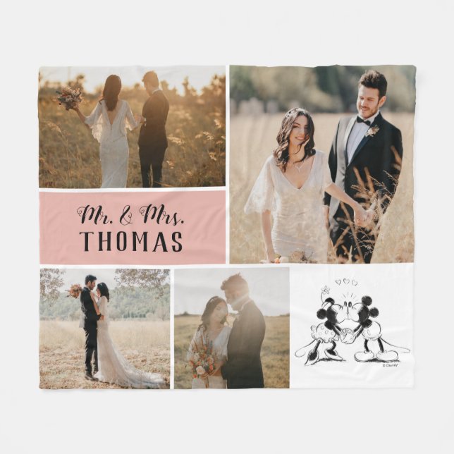 Couverture Polaire Mickey et Minnie - Collage photo Mariage (Devant (Horizontal))
