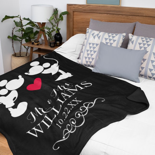 Couverture Polaire Mickey et Minnie Mariage | Silhouette (Créateur téléchargé)