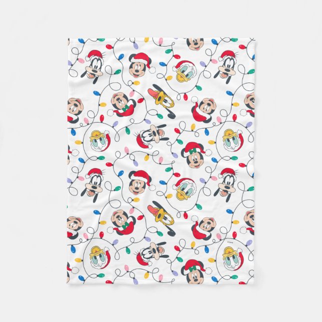 Couverture Polaire Mickey et ses amis| Motif des feux de Noël (Devant)
