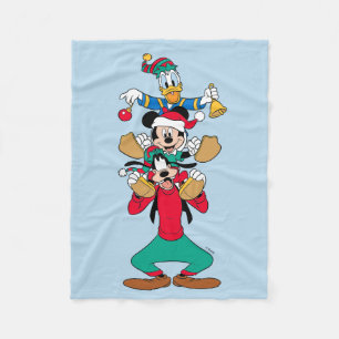 Couverture Polaire Mickey, Goofy & Donald Prêt pour Noël
