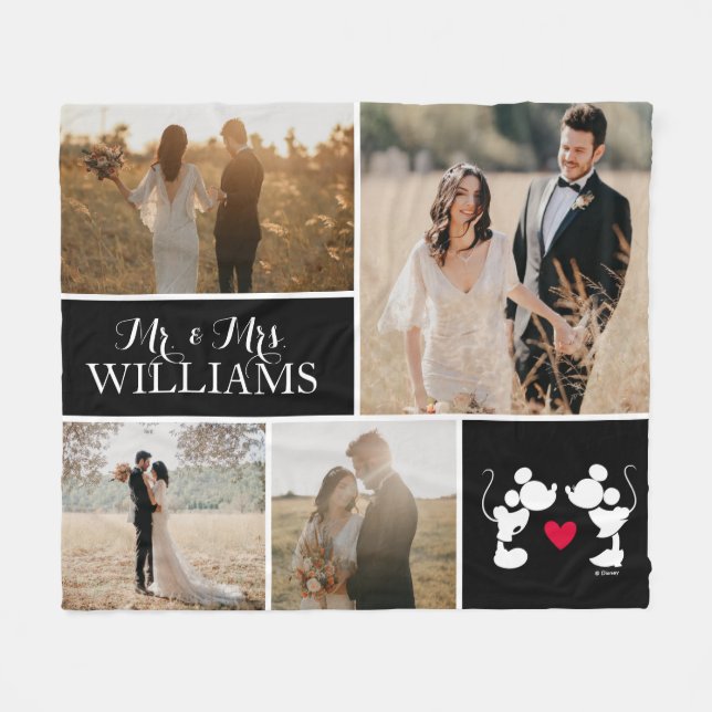 Couverture Polaire Mickey & Minnie M. & Mrs Mariage Photo Collage (Devant (Horizontal))