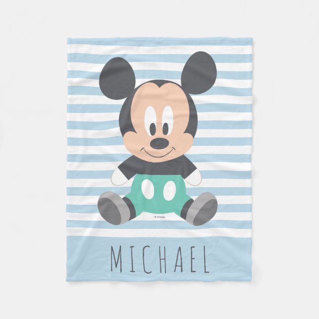 Couverture Polaire Mickey Mouse | Baby Mickey - Ajouter Votre Nom (Devant)