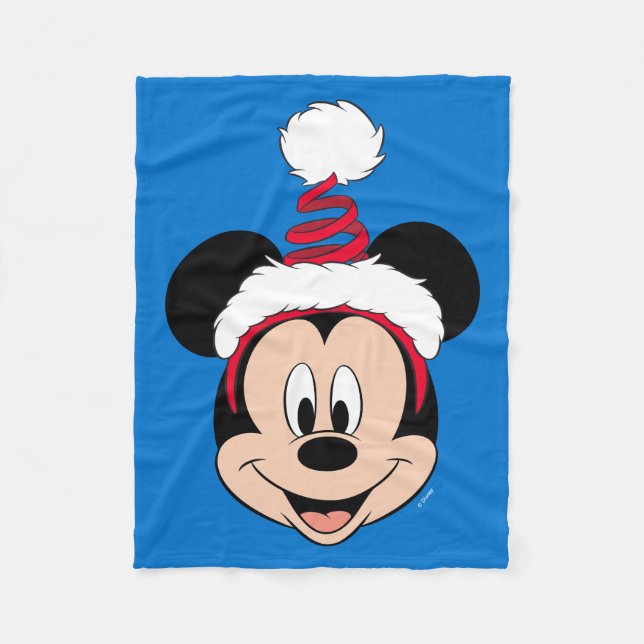 Couverture Polaire Mickey Mouse | Casquette de Noël mignon (Devant)