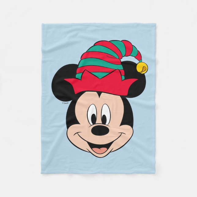Couverture Polaire Mickey Mouse | Casquette elfe de Noël (Devant)