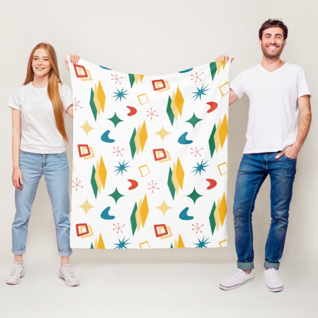 Couverture Polaire Mid Mod Atomique Mid-Century Moderne Formes Rétro (En situation)