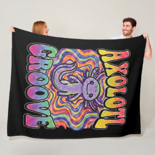 Couverture Polaire Mignon Axolotl Hippie Groovy Art Rétro 70s Arc-en-