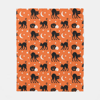 Couverture Polaire Mignon Chat Noir Halloween Motif Sans Couture | Or