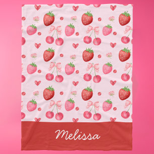 Couverture Polaire Mignon Coquette Rouge Rose Fraise Cerise 
