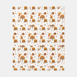 Couverture Polaire Mignon Écureuil d'Automne et Plaid en Laine d'Arbr