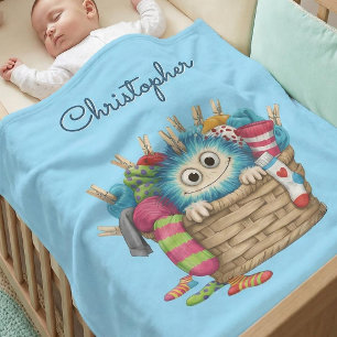 Couverture Polaire Mignon Monstre Chaussette Bleu Fluffy Design pour