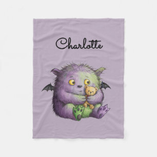 Couverture Polaire Mignon Monstre Fluffy Vert Violet Enfants