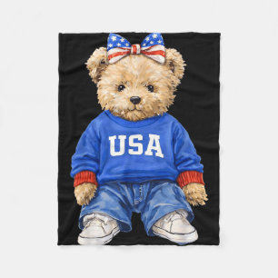 Couverture Polaire Mignon ours patriotique États-Unis 4 juillet améri