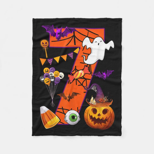 Couverture Polaire Mignonne 7 ans 7e anniversaire Ghost Happy Hallowe (Devant)