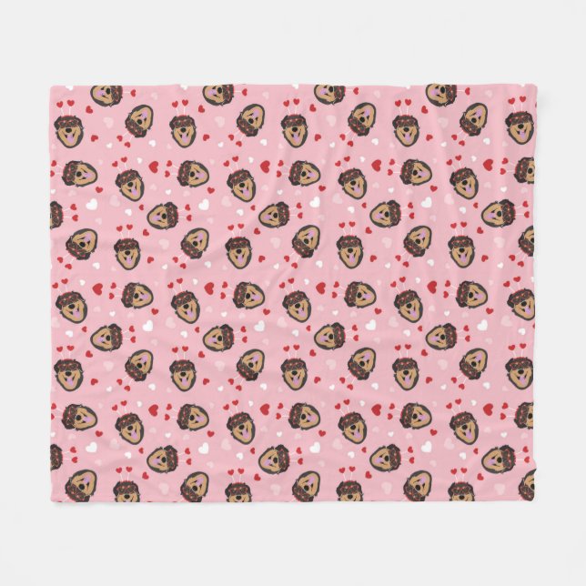 Couverture Polaire Mignonne amour chien rose rouge (Devant (Horizontal))