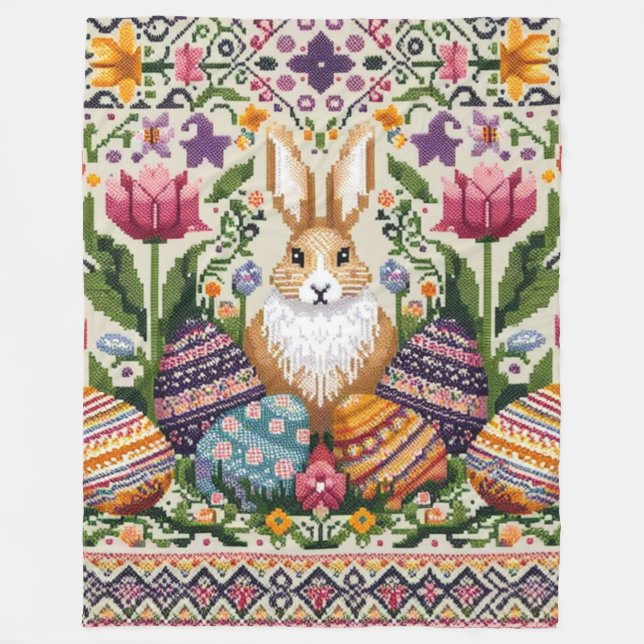Couverture Polaire Mignonne/Colorée Printemps/Pâques (Devant)