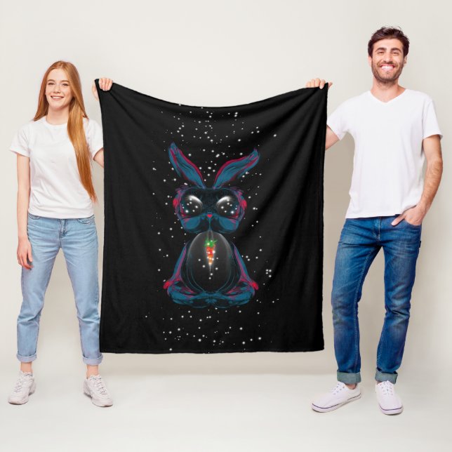 Couverture Polaire Mignonne Eyes Rabbit en Yoga Pose Méditation (En situation)