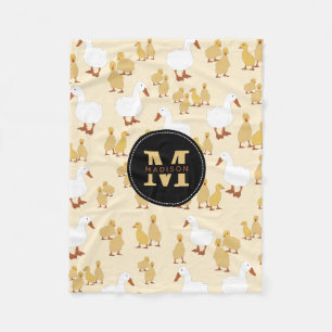 Couverture Polaire Mignonne Mère Canard & Bébé Motif Monogramme