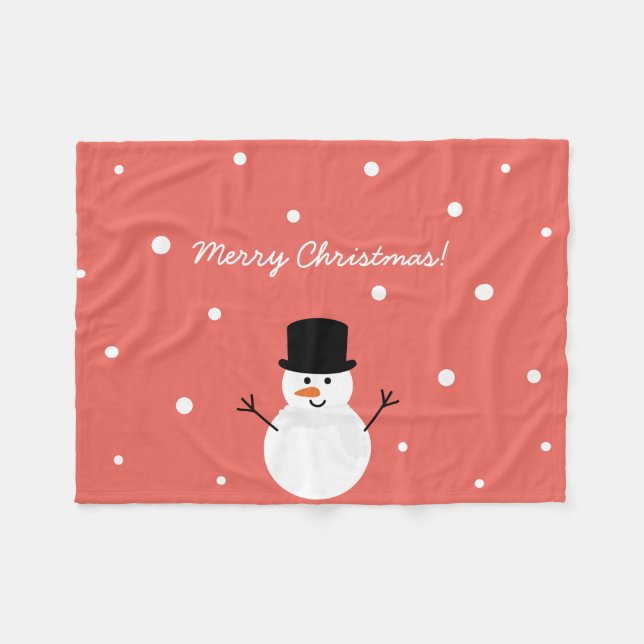 Couverture Polaire Mignonne Noël Snowman hiver Festif Vacances neige (Devant (Horizontal))