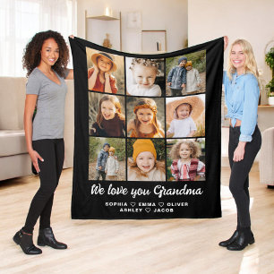 Couverture Polaire Mignonne Nous t'aimons Grand-mère photo collage