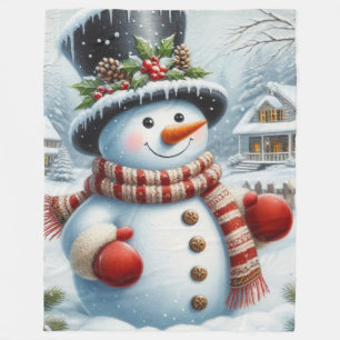 Couverture Polaire Mignonne, Vintage/Whimsical bonhomme de neige de N