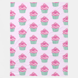 Couverture Polaire Mignons Cupcakes Roses Motif Rose Pastel
