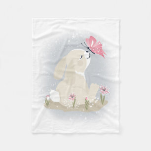 Couverture Polaire Mignons lapin et papillon.