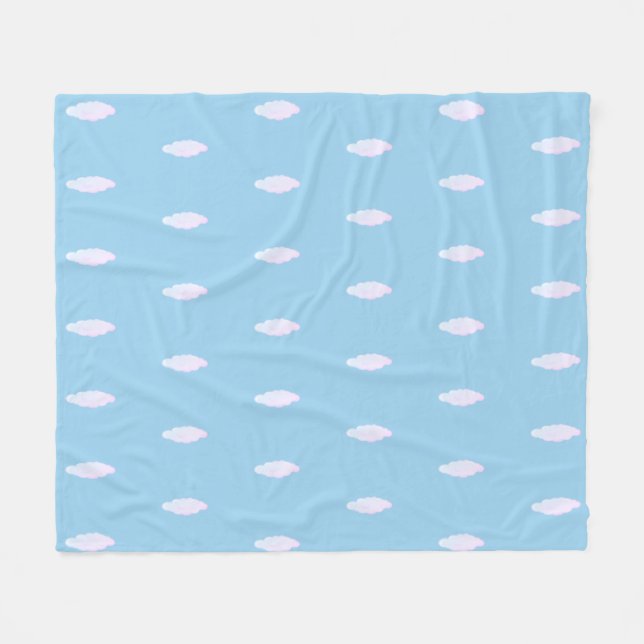 Couverture Polaire Mignons nuages pastel sur bleu ciel clair (Devant (Horizontal))