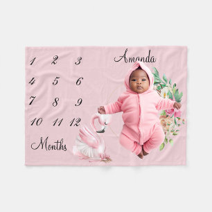 Couverture Polaire Milestone Ballerina Flamant rose Fleur Baby Keepsa