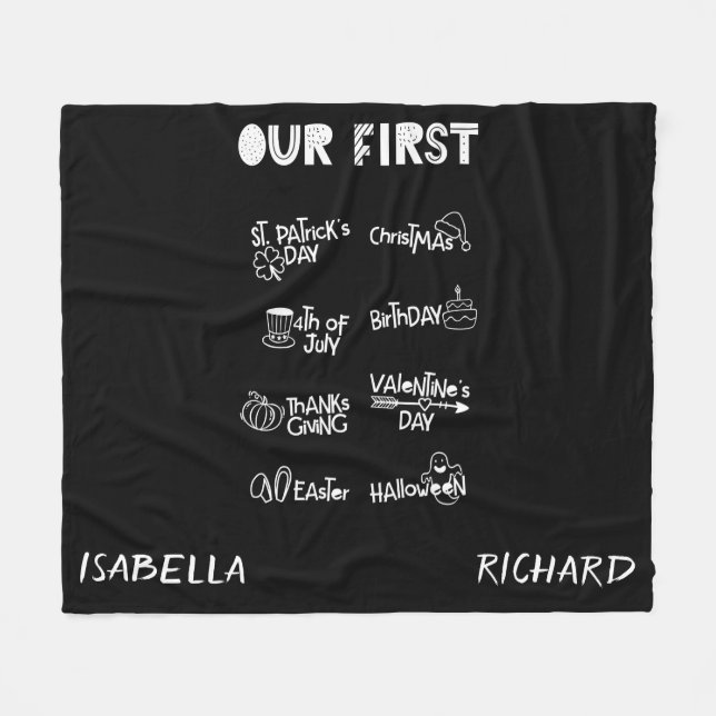 Couverture Polaire Milestone jumeaux mon premier Holiday moderne bébé (Devant (Horizontal))