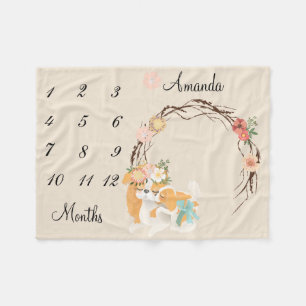 Couverture Polaire Milestone Pink Mama Chien Chien Chiot Gardien Baby